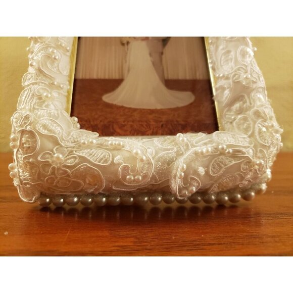 Wedding Picture Frame Anniversary Engagement Holy Communion Hand Crafted Pearls - Picture 7 of 9